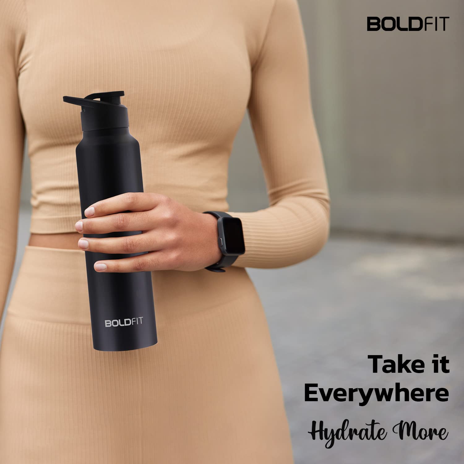 Stainless Steel water bottle - Black 1000ml