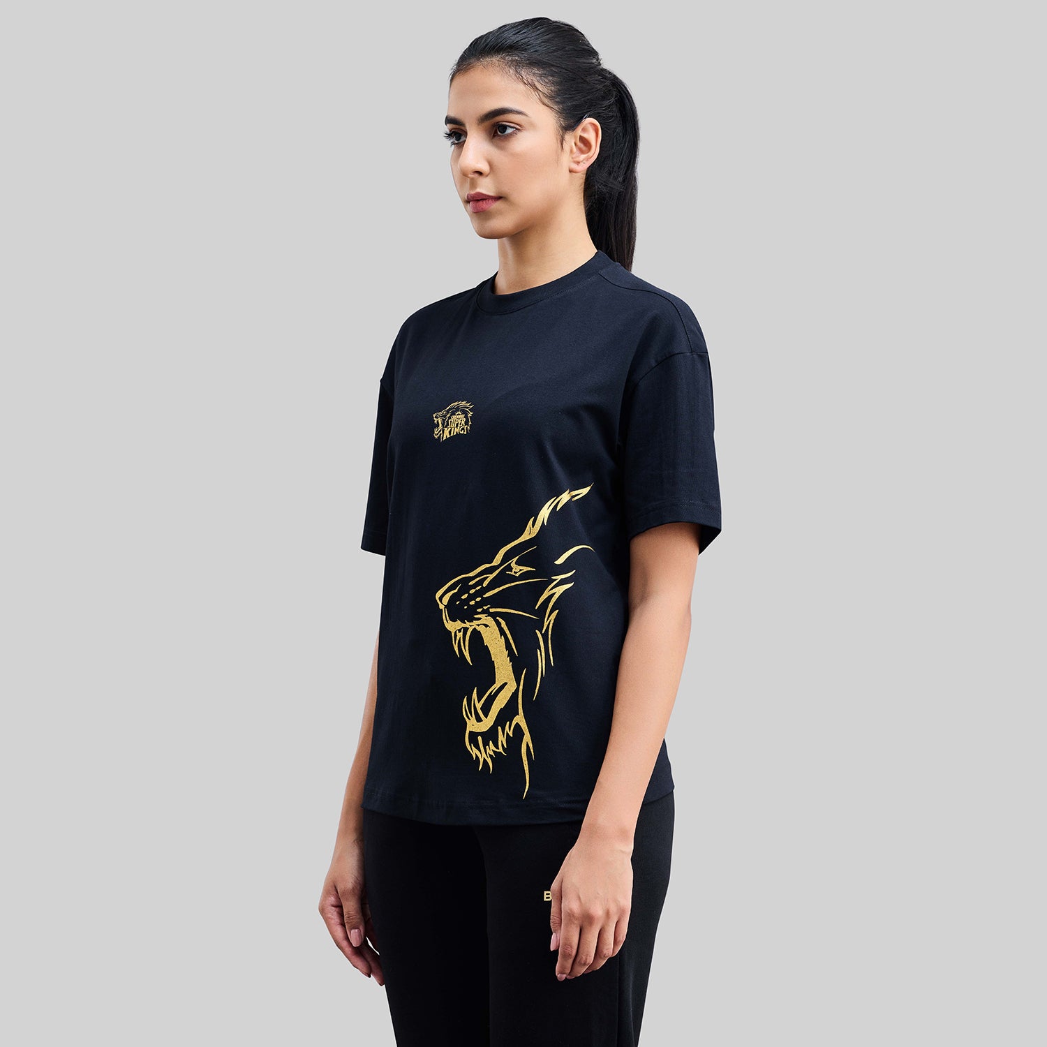 Official CSK Leo Womens T-shirt - Black/Gold