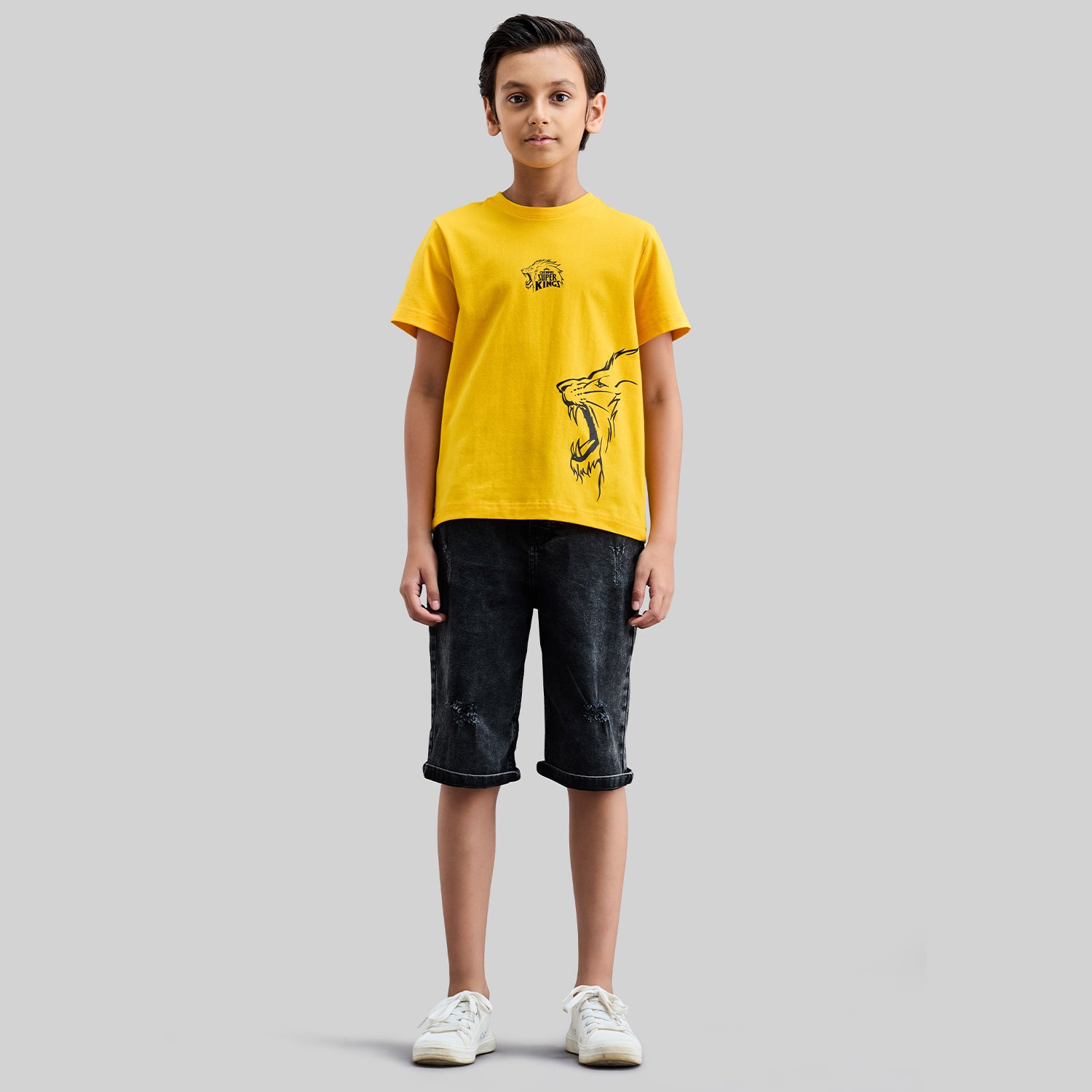 Official CSK Merch - Yellow Leo Print Kids T-Shirt