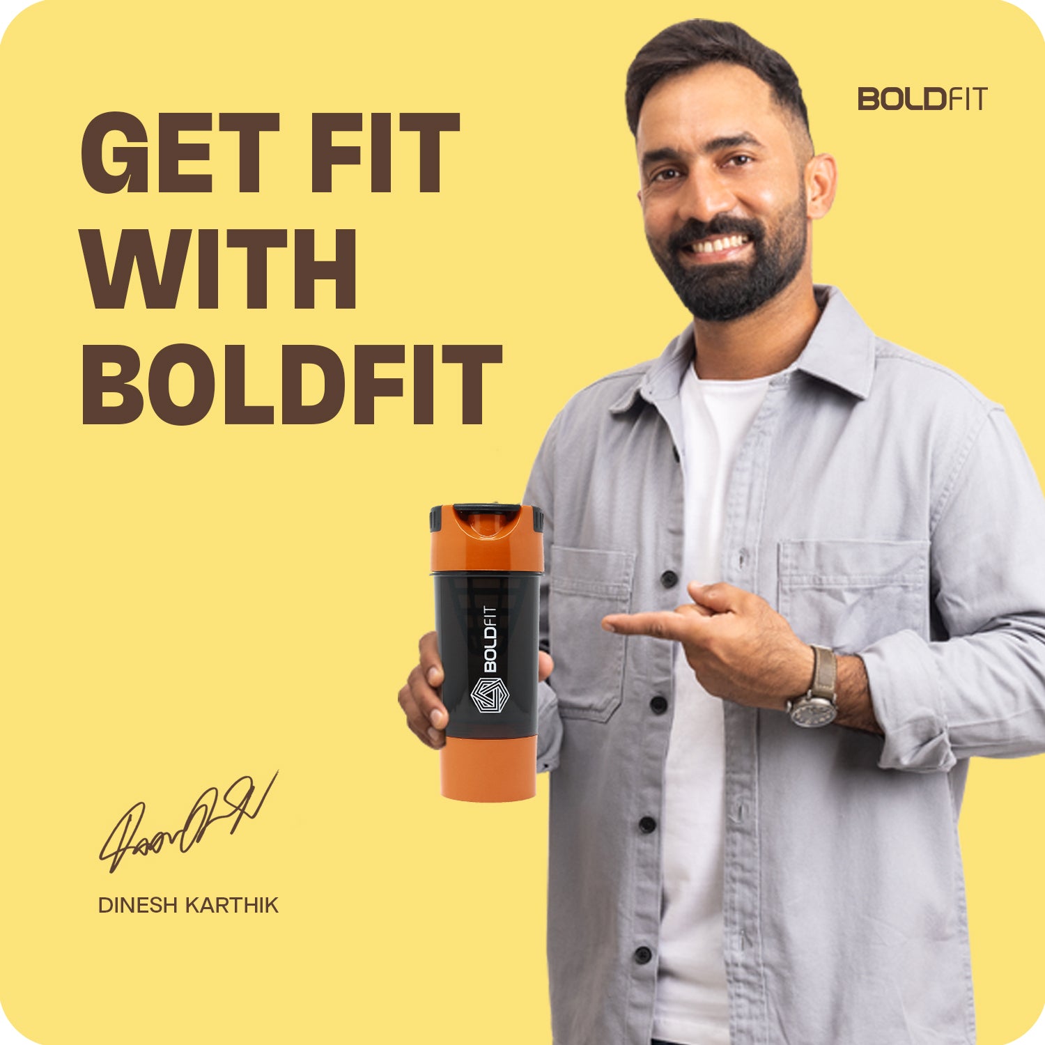 Boldfit Cyclone Shaker 500ml - Orange