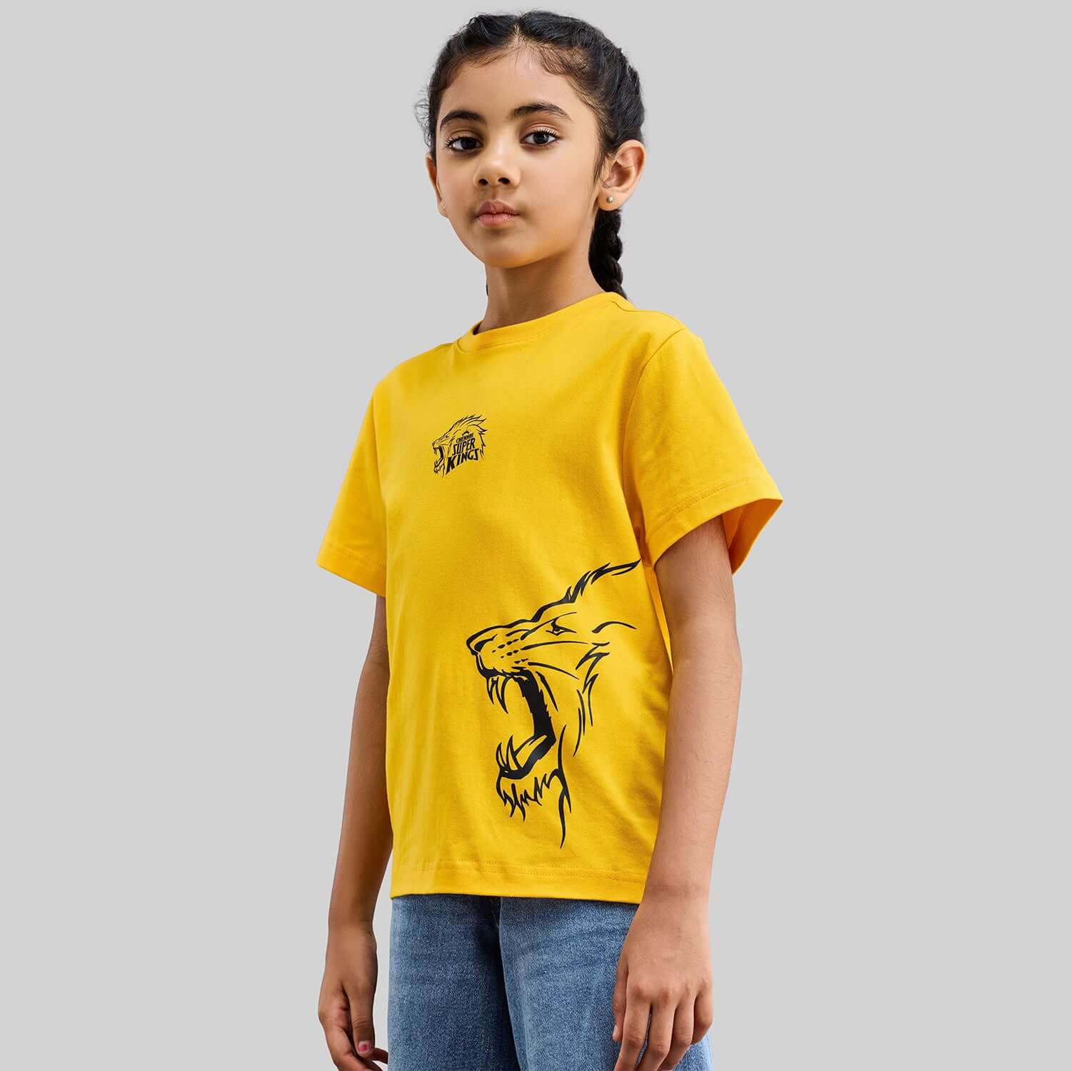 Official CSK Merch - Yellow Leo Print Kids T-Shirt