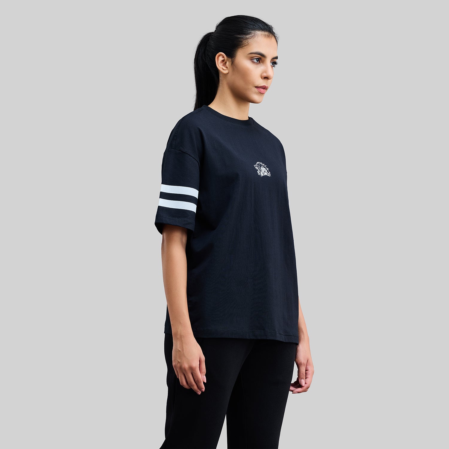 Official CSK Thala Womens Oversized T-Shirt - Black