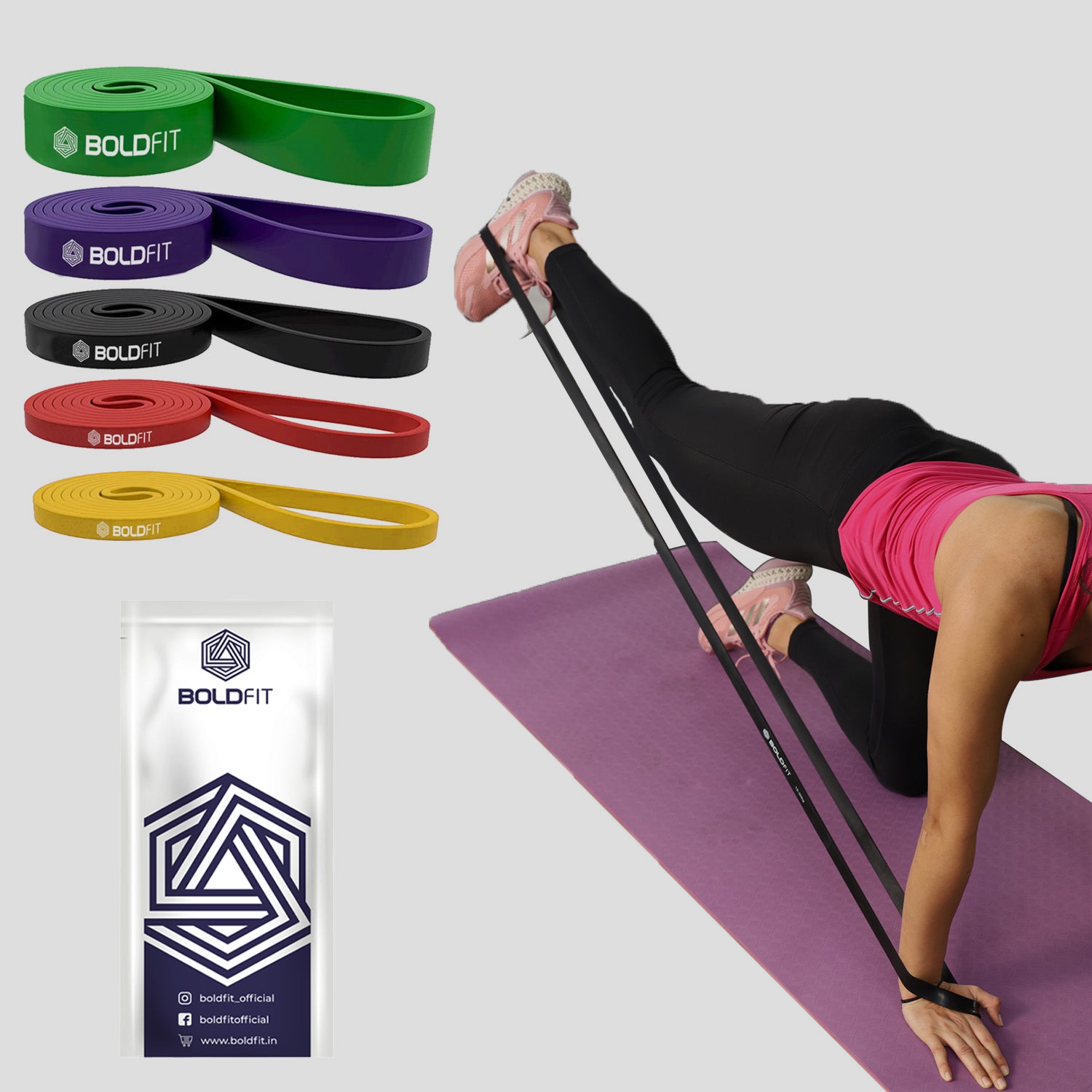 Boldfit Heavy Resistance Band - Set of 3