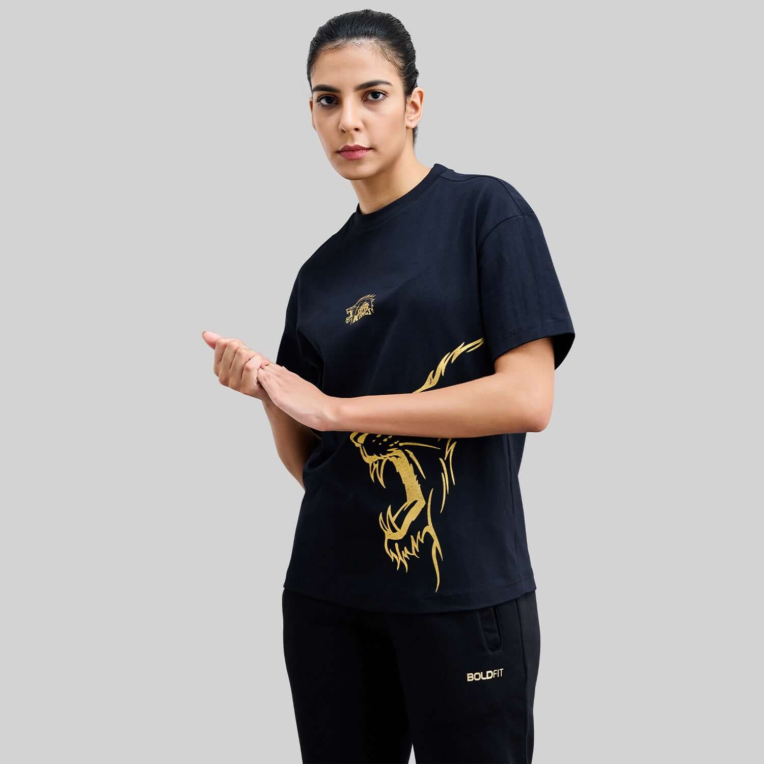 Official CSK Leo Womens T-shirt - Black/Gold