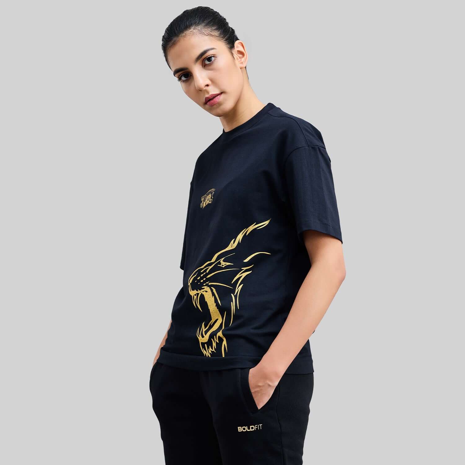 Official CSK Leo Womens T-shirt - Black/Gold