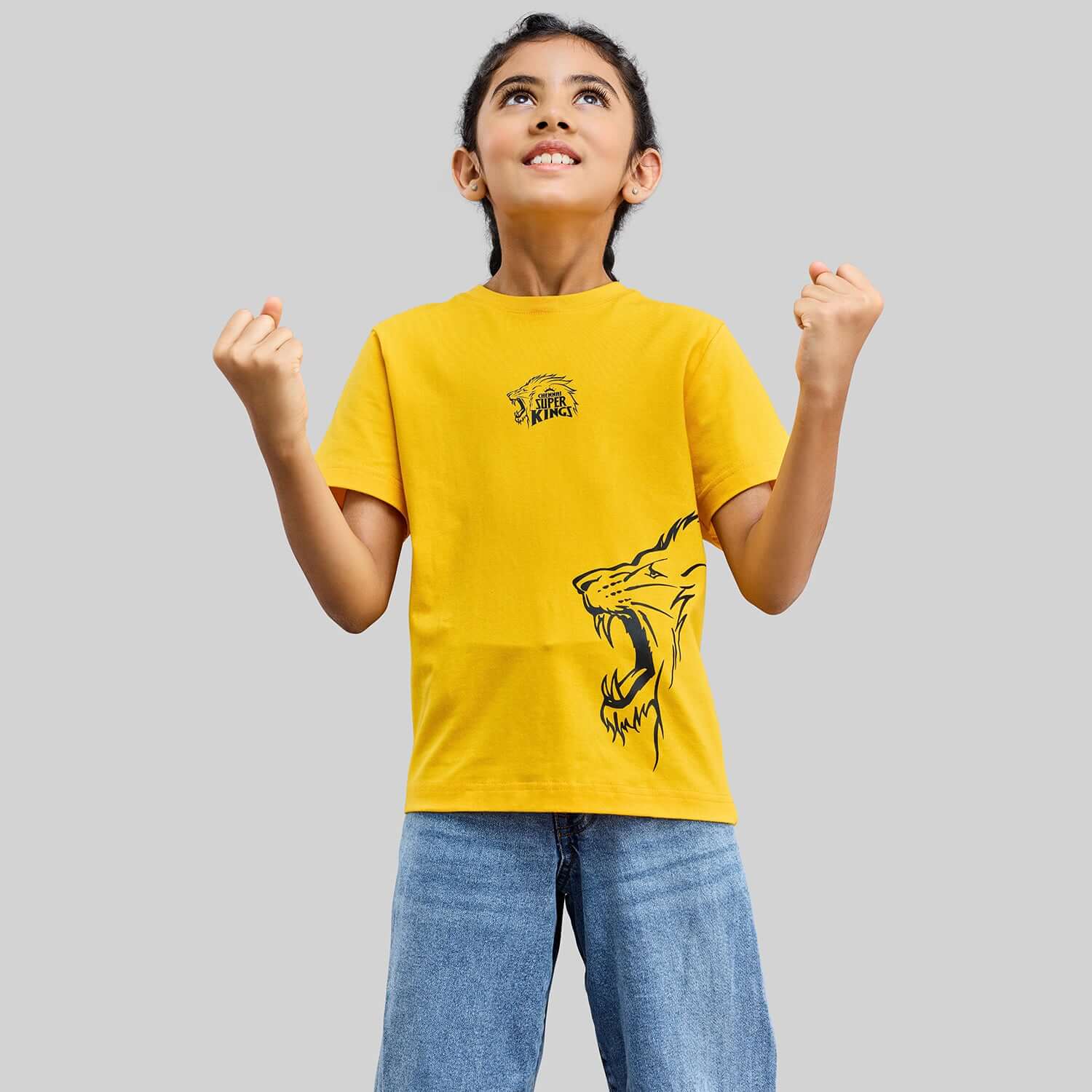 Official CSK Merch - Yellow Leo Print Kids T-Shirt