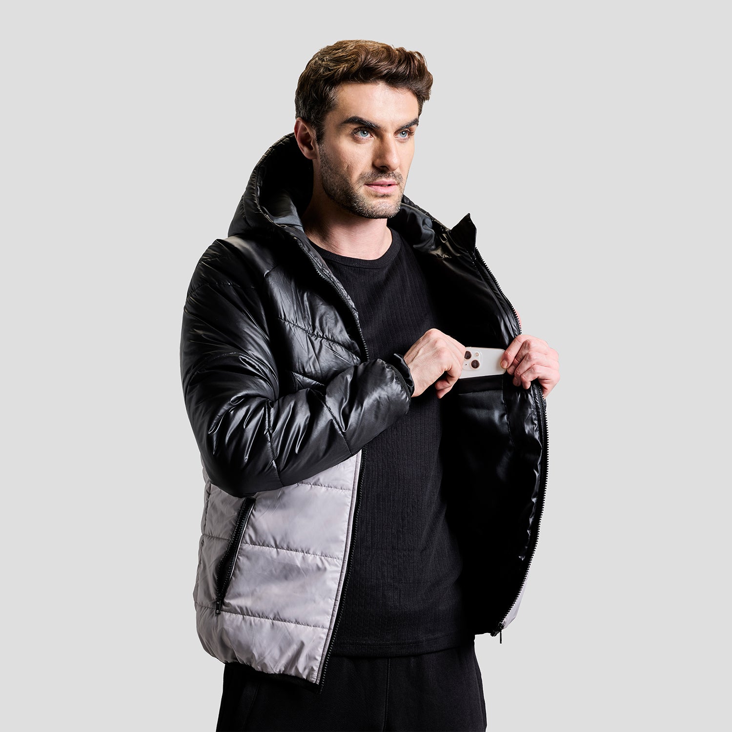 Storm Mens Puffer Jacket - Grey/Black