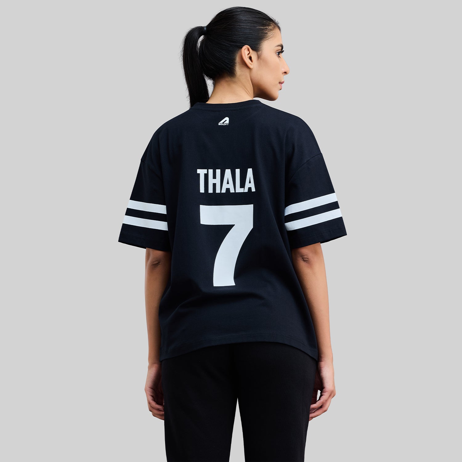 Official CSK Thala Womens Oversized T-Shirt - Black