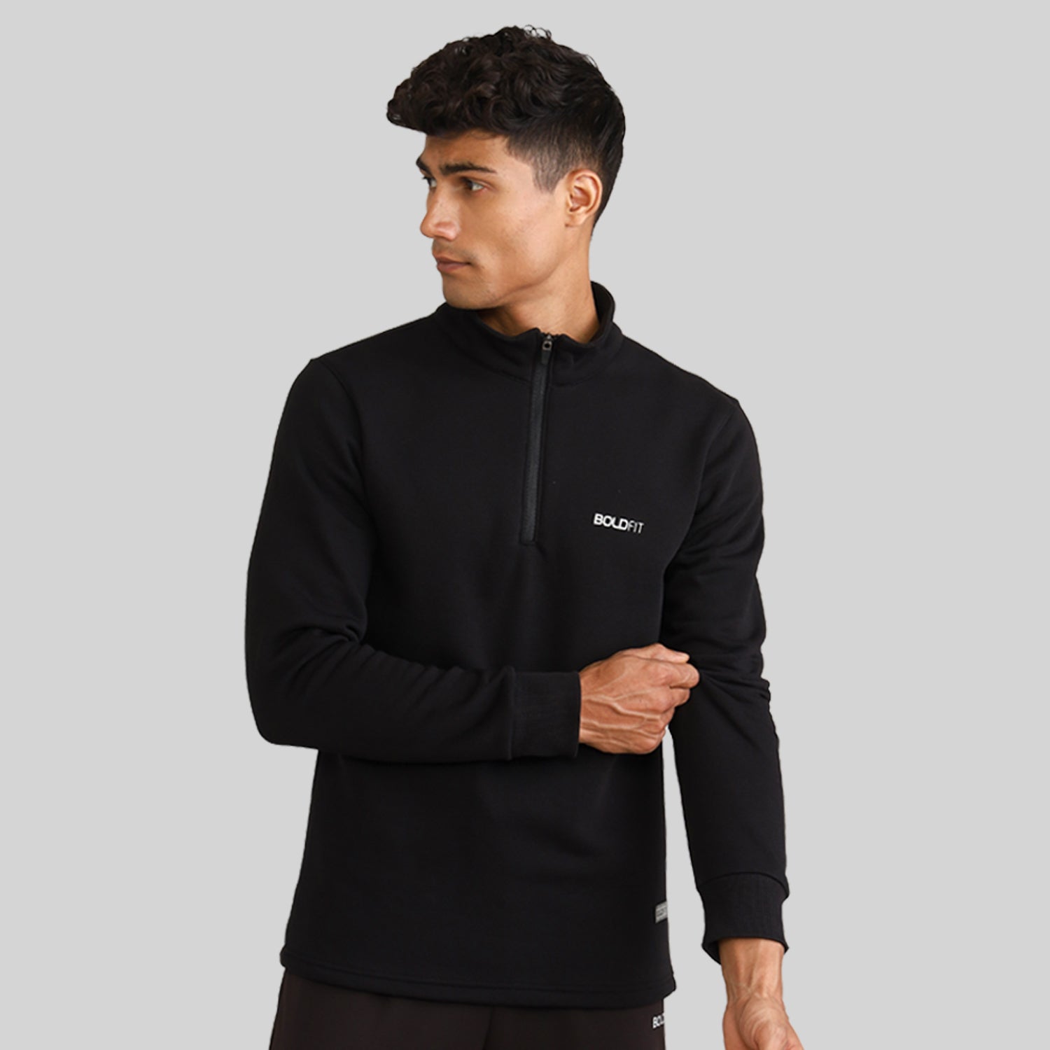 Half-zipper Sweatshirt for Men - Black