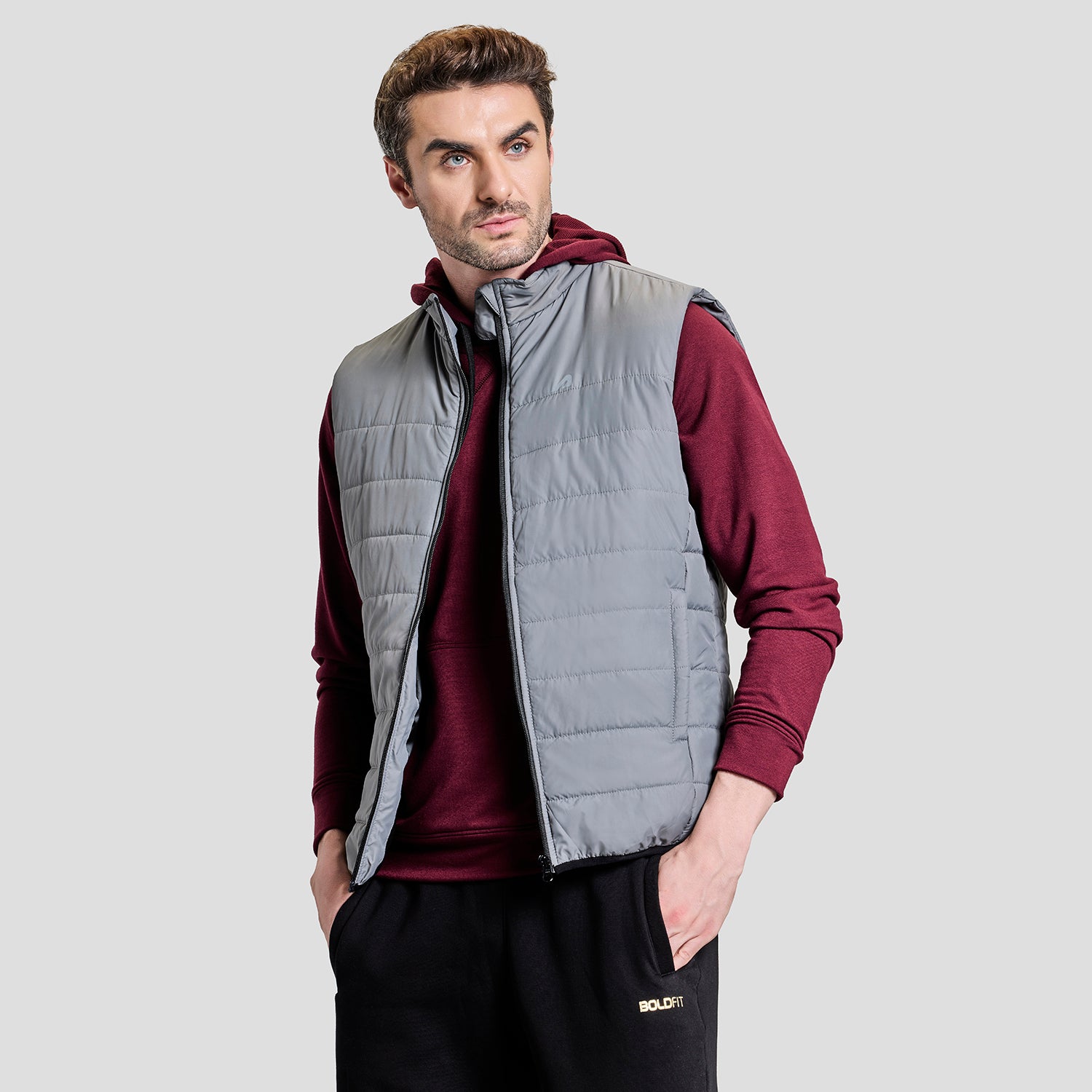 Boldfit Alpine Sleeveless Jacket for Men - BFTBM4006S Grey