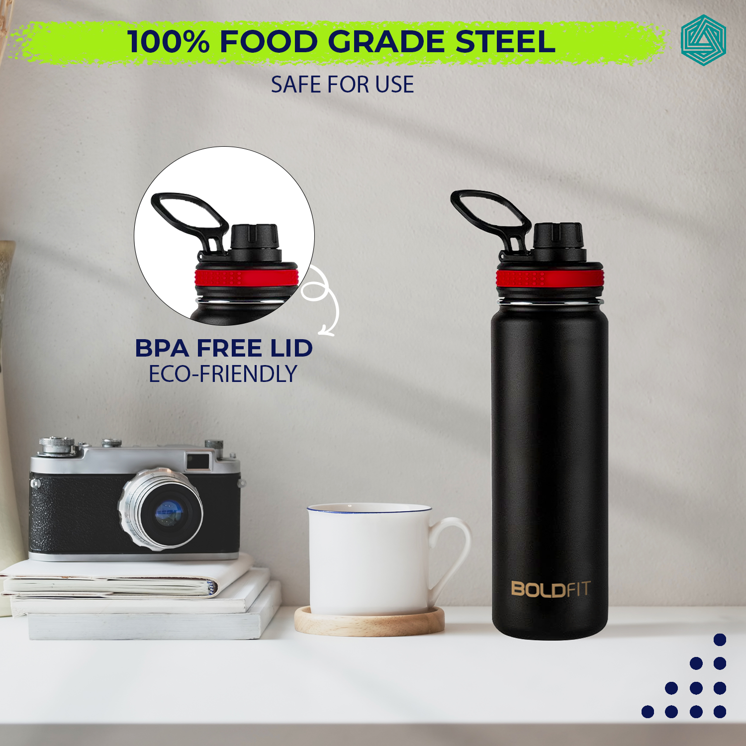 Boldfit Stainless Steel Hydra Water Bottle - 750ml