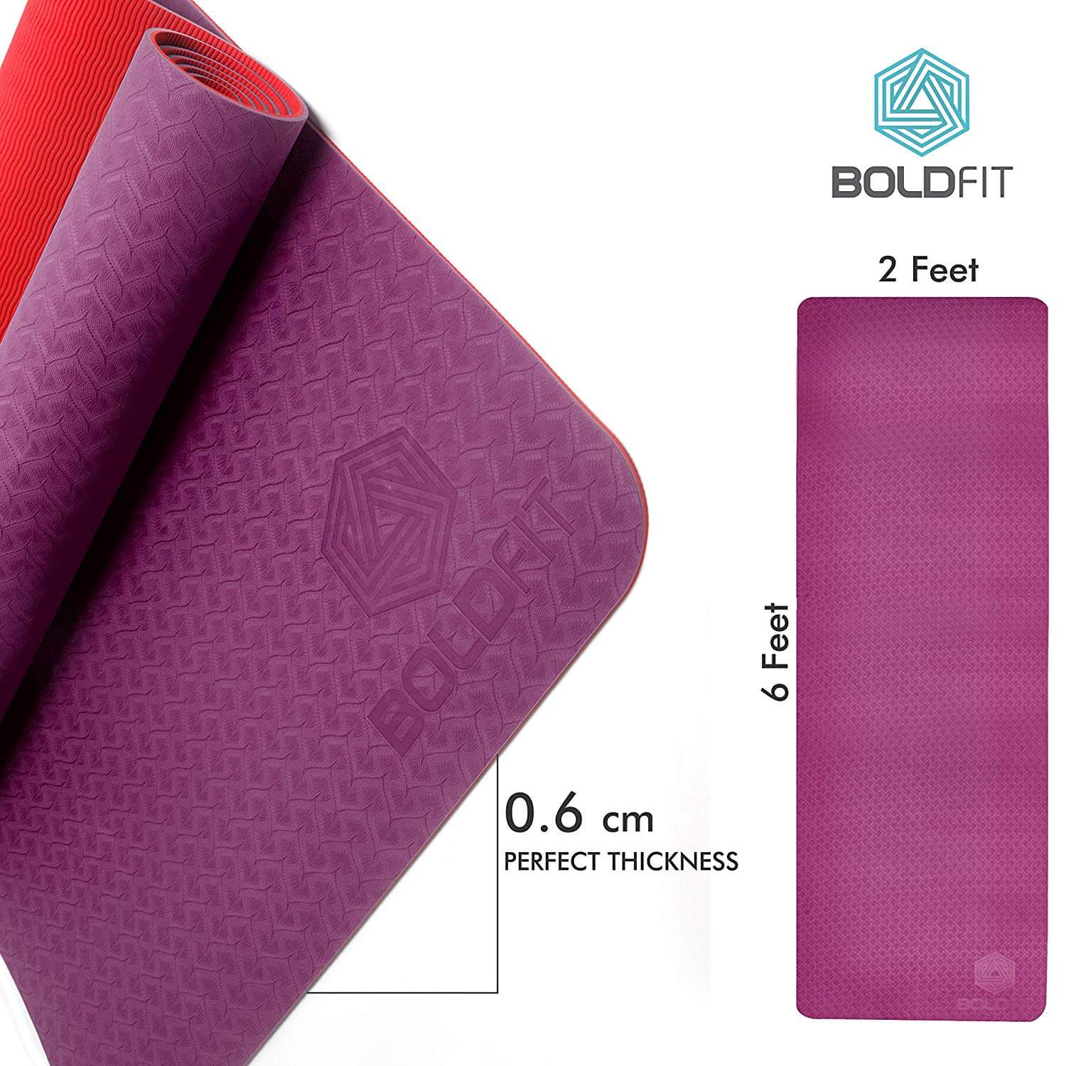 Boldfit Pro-Grip Luxury TPE Yoga mat with Carrying Bag